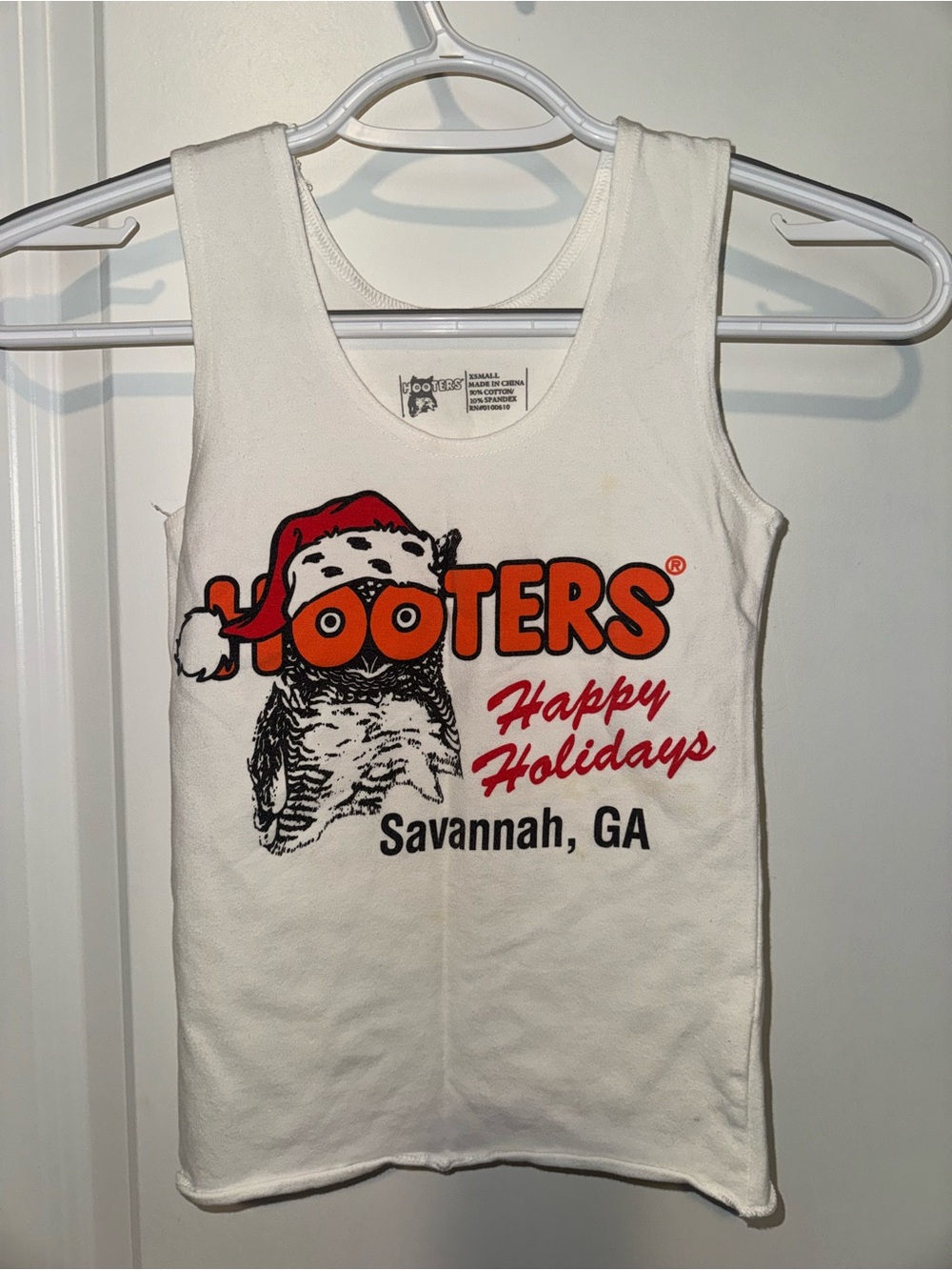 Hooters White Tank Top with Orange & Red Logo
